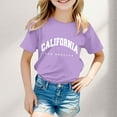 thumbnail image 2 of Girls Los Angeles Letter Print Tunic Tops Short Sleeve T Shirt Top Casual Soft Toddler Baby Girls Summer Clothes,Purple,3-4 Years, 2 of 4