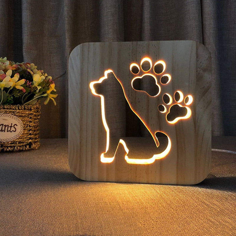 Decorative 3D German Shepherd Dog Night Light 7 LED Desk Lamp Touch Room  Decor