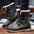 thumbnail image 3 of Zapatos de hombre Botas de nieve Botas de algodón Botas altas con cordones de terciopelo de algodón Botas de trabajo cálidas Zapatos casuales altos de talla grande, 3 of 5