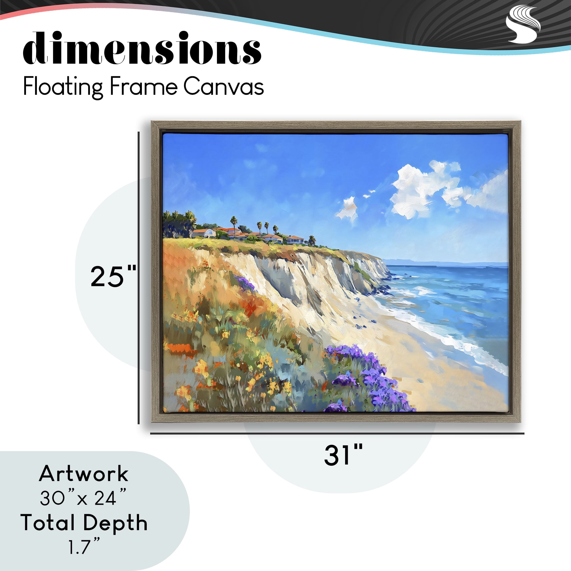 Stupell Industries Coastal Wildflower Field Brown Framed Floater Canvas Wall Art, design by The Prints Vibe