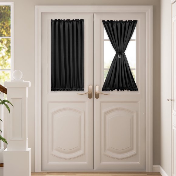 Lapalife Blackout Curtain for French Door, Thermal Insulated Rod Pocket Blackout Front Door Glass Door Curtain, 24''x 40'', White, 1 Panel