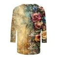 thumbnail image 4 of CYMMPU Loose Fit Round Neck Spring Tops Fall Fashion Shirts 3/4 Sleeve Flower Pattern Tunic Tops Boho Blouses for Women Dressy Casual Lightweight Basic T-Shirts Multicolor XXXXXL, 4 of 5