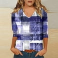 thumbnail image 2 of CYMMPU Tunic Tops V Neck Blouses for Women Dressy Casual Loose Fit Floral Pattern 3/4 Sleeve Summer Trendy Shirts Spring Tops Business Elegant Work Tops T-Shirts Purple S, 2 of 5