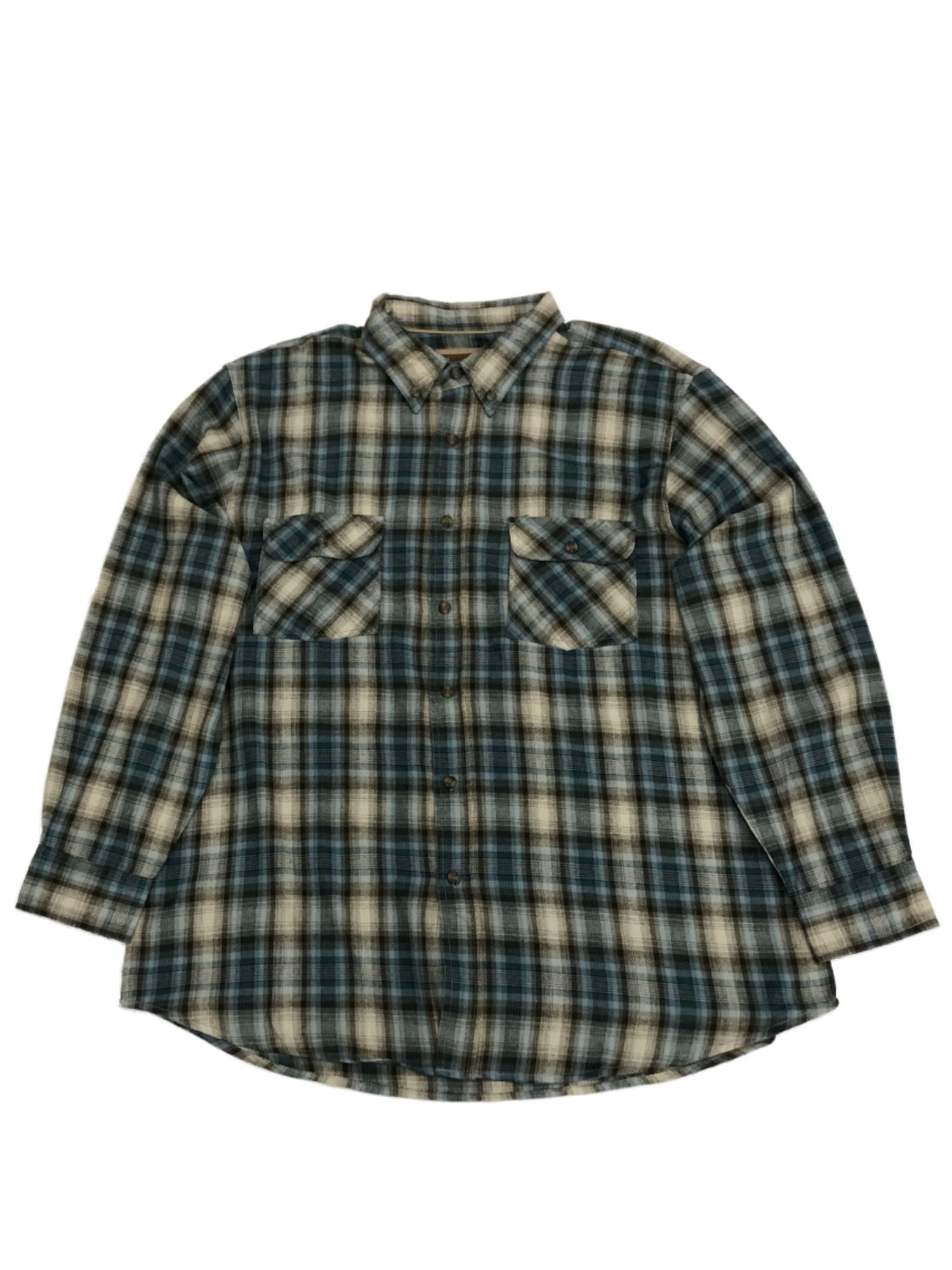 outdoor life shirts for men on Outdoor Life Mens Blue Brown Plaid Flannel Button Front Long Sleeve Shirt Xx Large Walmart Com Walmart Com