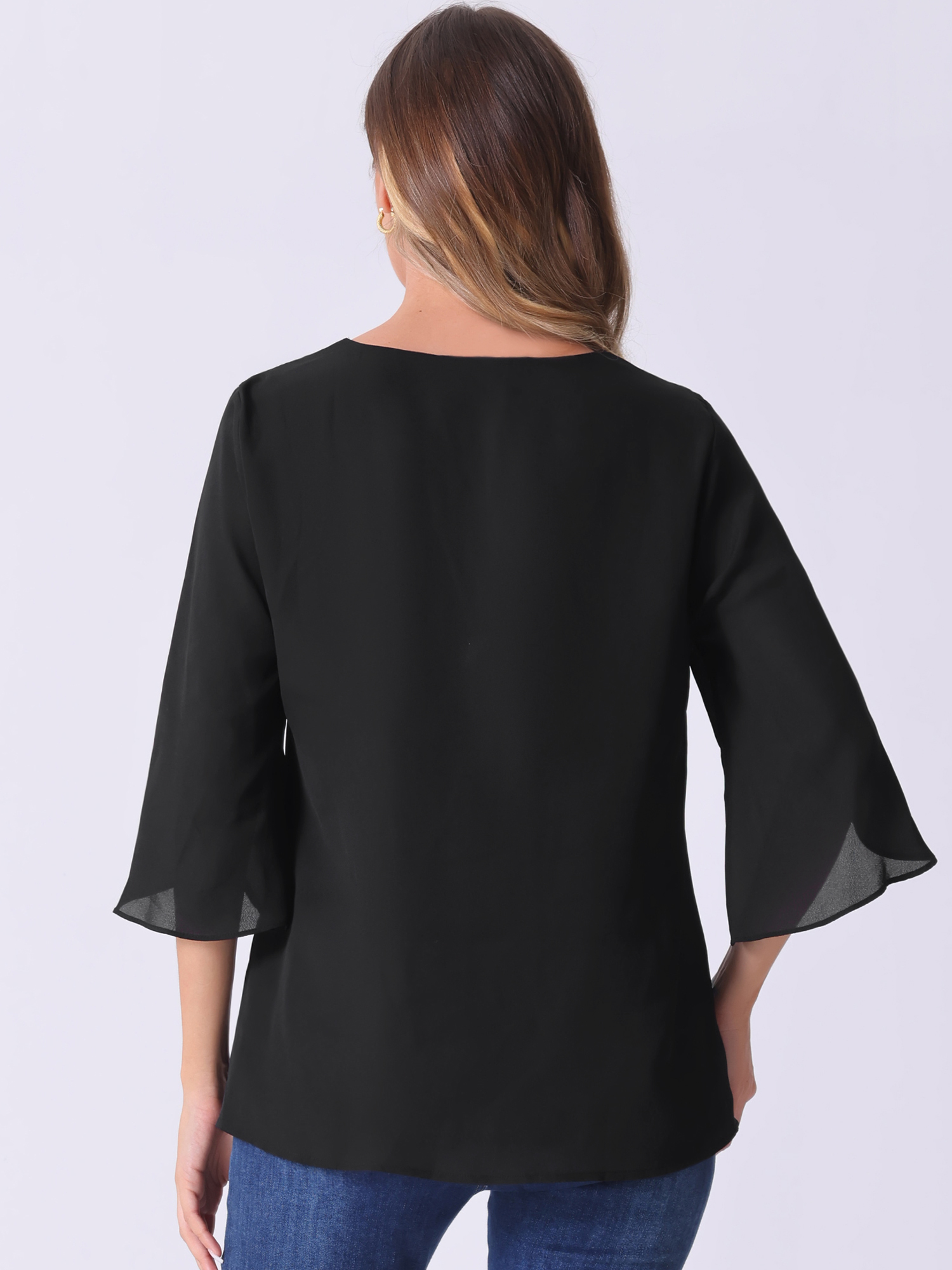 DARING DIVA Women's Chiffon Flowy Mesh Shirt Loose Work Tunic Blouse Top Black XS