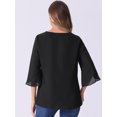 thumbnail image 4 of DARING DIVA Women's Chiffon Flowy Mesh Shirt Loose Work Tunic Blouse Top Black XS, 4 of 6