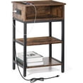 thumbnail image 2 of ABQ End Table 3-Tier Narrow Side Table , Nightsatand with Charging Station Brown, 2 of 7