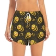 thumbnail image 3 of Uemuo Cute Cartoon Bees Pattern Women's Athletic Shorts High Waisted Running Shorts with Liner Pockets Gym Elastic Workout Shorts-Medium, 3 of 9