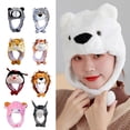 thumbnail image 4 of Ear Protection Cartoon Plush Moving Hat Animal Neck Warmer Movable Ears Airbag Cap Animal Earflap Hat Cosplay Party White Leopard, 4 of 6