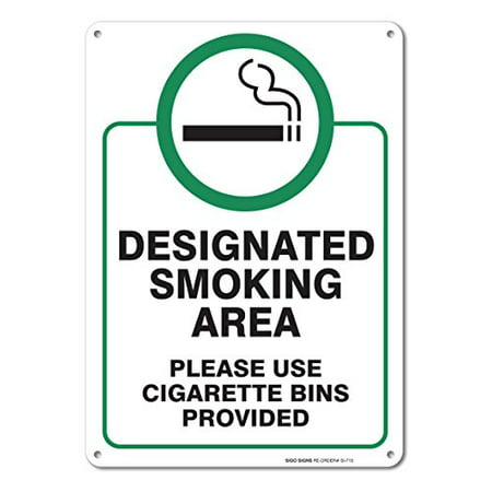 Designated Smoking Area Sign, Large 10x14