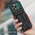 thumbnail image 3 of SaniMore for iPhone 14 Pro Max 6.7" Upgraded Military Shockproof Case, Rugged PC Back & TPU Bumpers Case with Invisible Sliding Card Slot & Kickstand Shockproof Protective Case, Darkgreen, 3 of 10