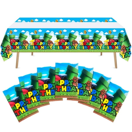 

ZAKVOOR 8 PCS Super Brothers Party Tablecloths Disposable Plastic Game Rectangle Table Covers for Birthday Party Decorations Supplies 70.8 x 42.5 Inch SF1