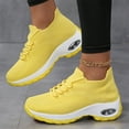 thumbnail image 3 of Orthopedic Sneakers for Women Knit Mesh Slip on Sock Shoes Air Cushion Running Shoes Lightweight Lace up Tennis Shoes Yellow Size 8, 3 of 7