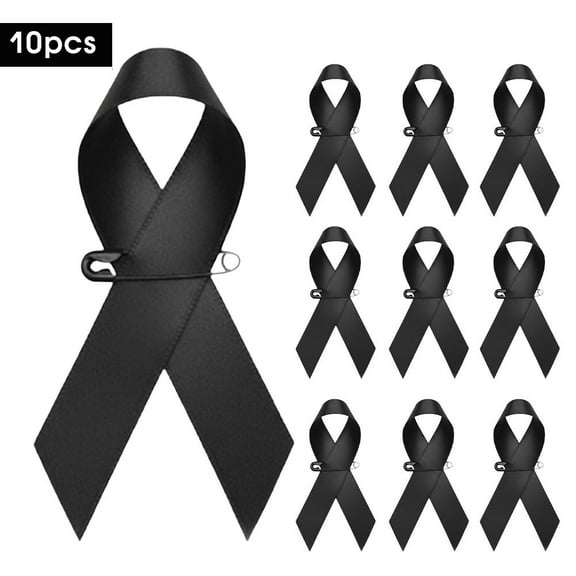Funeral Ribbons Memorial Ribbon Pins - Prevention and Awareness Ribbon Personalized Ribbons Bow with Safety Pins for Mourning Remembrance Day Funeral Event