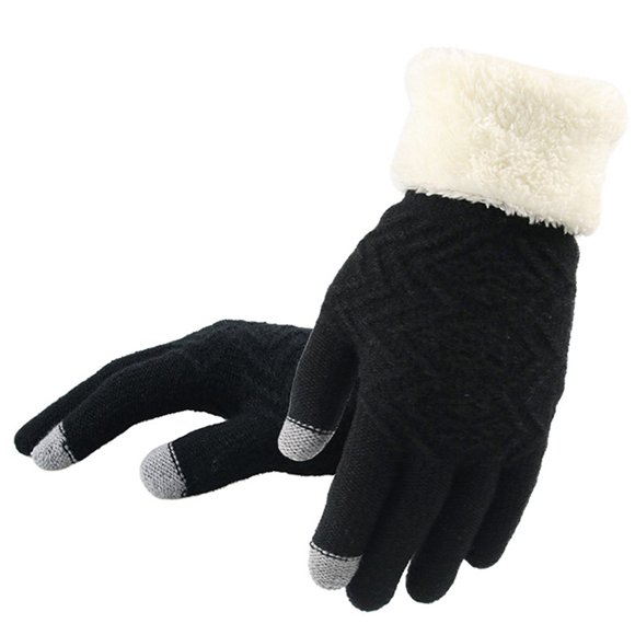 Women Winter Gloves Fashion Plush Knitted Touch Screen Gloves Full Finger Gloves