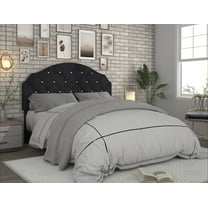 Home Design Evelina Twin Tufted Upholstered Headboard, Black, Velvet with Diamond Button Tufting, Modern Bedroom Furniture