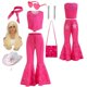 thumbnail image 2 of Movie Barbi Costume for Toddler Girls Margot Robbie Barbe Pink Top and Flared Trousers Suit Kids Halloween Birthday Party Clothe, 2 of 5