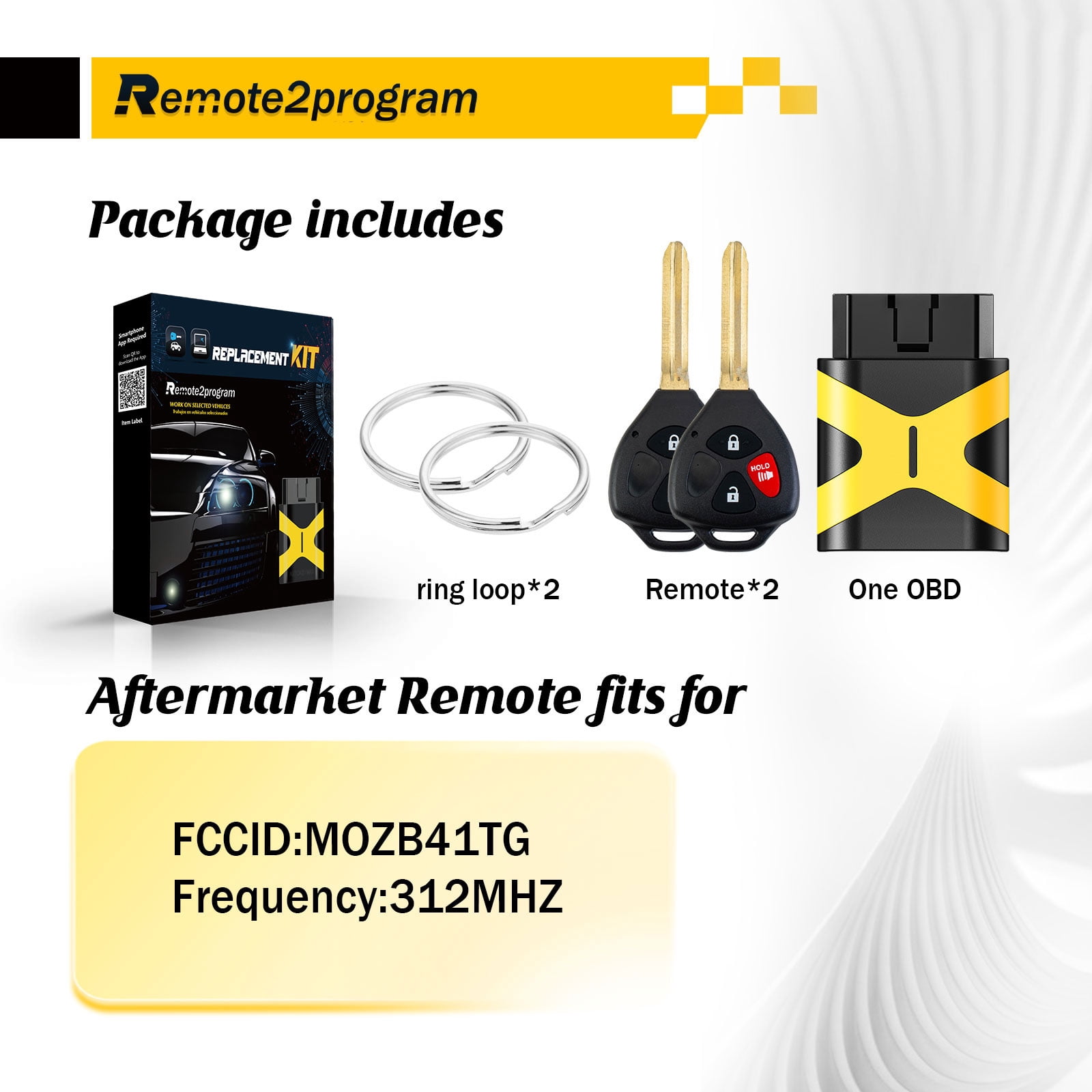 Bluetooth OBD Programmable Tool/Add 2 Keys Replacement for 2007-2010 Toyota Yaris/2005-2010 Scion TC with FCC: MOZB41TG