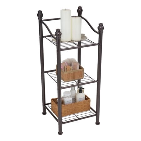 Organize It All il Rubbed Bronze Finish 3 Tier Free Standing Sturdy Bathroom Storage Tower