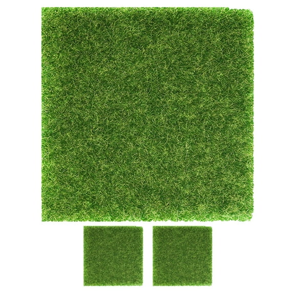 ADDHAT 3Pcs Realistic Artificial Grass Turf for Sand Table and Home Decoration
