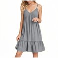 thumbnail image 2 of NXMZXB Women's Casual Summer Dresses Ruffle Tiered Swing Flowy Sundress Sleeveless Spaghetti Strap V-Neck Tank Beach Cover up Dress Loose Fit Vacation A-Line Midi Dress Gray XXXL, 2 of 10