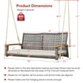 thumbnail image 7 of Patiojoy Patio 2-Person Wicker Loveseat Rattan Porch Hanging Swing Chair w/ with 118" Hanging Ropes Seat Cushion & Acacia Wood Armrests Off White, 7 of 7