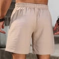 thumbnail image 4 of Men's Basketball Shorts Summer Shorts Men's Casual Drawstring Elastic Waist Solid Color Pocket Breathable Beach Shorts Khaki XL, 4 of 9