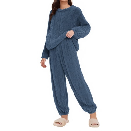 MEICHEN Pajamas for Women Set Womens Pajama Sets Fleece Pajamas Comfortable Pullover Tops Sleep Pants Lounging Warm Sleepwear Women s Loungewear