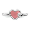 thumbnail image 4 of 925 Sterling Silver Stackable Expressions Polished Pink Enameled Heart Ring Size: 9; for Adults and Teens; for Women and Men, 4 of 5