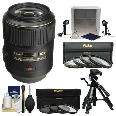 Nikon 105mm f/2.8 G VR AF-S Micro-Nikkor Lens with 3 UV/CPL/ND8 & Macro Filters + Portable Light Box + Macro Tripod + (Best Nikon Lens For Macro Photography)