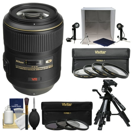 Nikon 105mm f/2.8 G VR AF-S Micro-Nikkor Lens with 3 UV/CPL/ND8 & Macro Filters + Portable Light Box + Macro Tripod + (Best Nikkor Macro Lens)