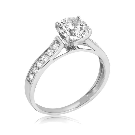 AVORA 10K White Gold 1.25 Cttw Simulated Diamond CZ Engagement Wedding Anniversary Ring - Size 8
