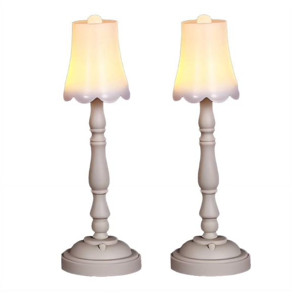 HIBIBUD 2 Pcs Battery Powered LED Bedroom Lamp, White Mood Light