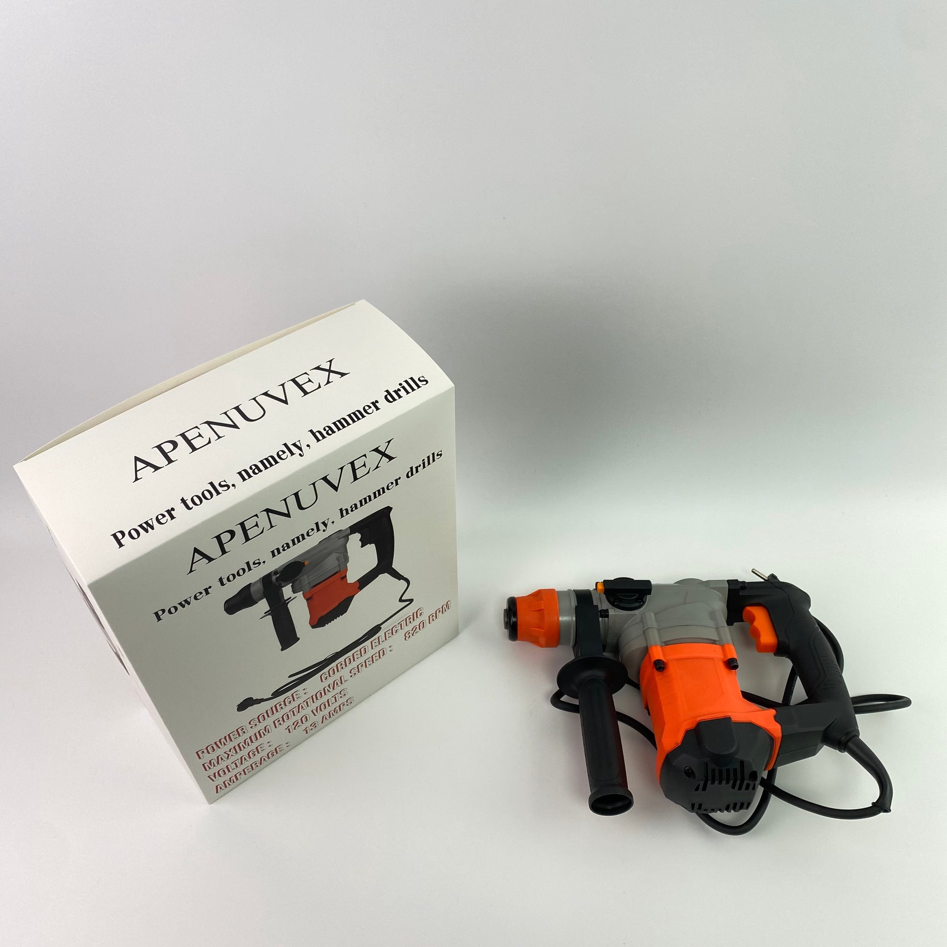 APENUVEX Power tools, namely, hammer drills,Rotary Hammer Drill with Vibration Control and Safety Clutch,13 Amp Heavy Duty 1-1/4 Inch Demolition Hammer for Concrete-Including