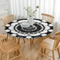 thumbnail image 3 of Black White Tie Dye Mandala Pattern Round Fitted Tablecloth with Elastic Edge,Dining Table Cover Waterproof,Outdoor Round Tablecloth for Camping,Dining,Indoor and Outdoor, 3 of 7
