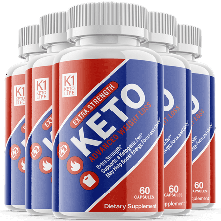 (5 Pack) K1 Keto Life - Supplement for Weight Loss - Energy & Focus Boosting Dietary Supplements for Weight Management & Metabolism - Advanced Fat Burn Raspberry Ketones Pills - 300 Capsules