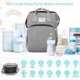thumbnail image 4 of Diaper Bag Backpack, 3 in 1 Backpack with Foldable Crib & Insulated Milk Bottle Pocket, Baby Nappy Changing Travel Bag for Moms Dads - Gray, 4 of 8