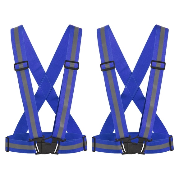 Uxcell Reflective Vest Adjustable High Visibility Safety Vest 1.5" Strip for Cycling Running Walking Blue 2 Pack