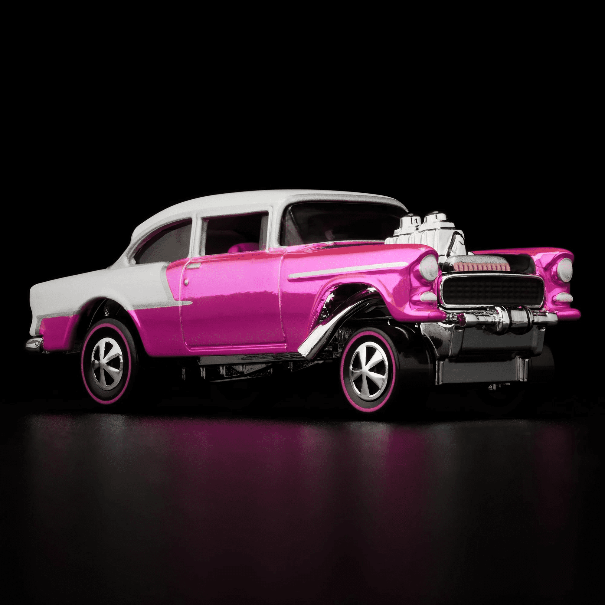 Hot Wheels RLC ’55 Chevy Bel Air Gasser – 1:64 Premium Die-Cast Collector Car, Spectraflame Pink, RLC Members Exclusive, LA Convention Car JCP37