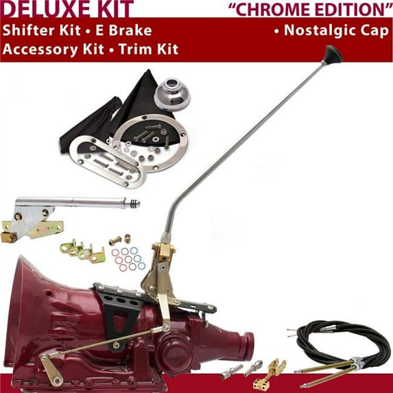 American Shifter 700R4 Shifter Kit Chrome 23 in. E Brake Cable Trim Kit for DCF76
