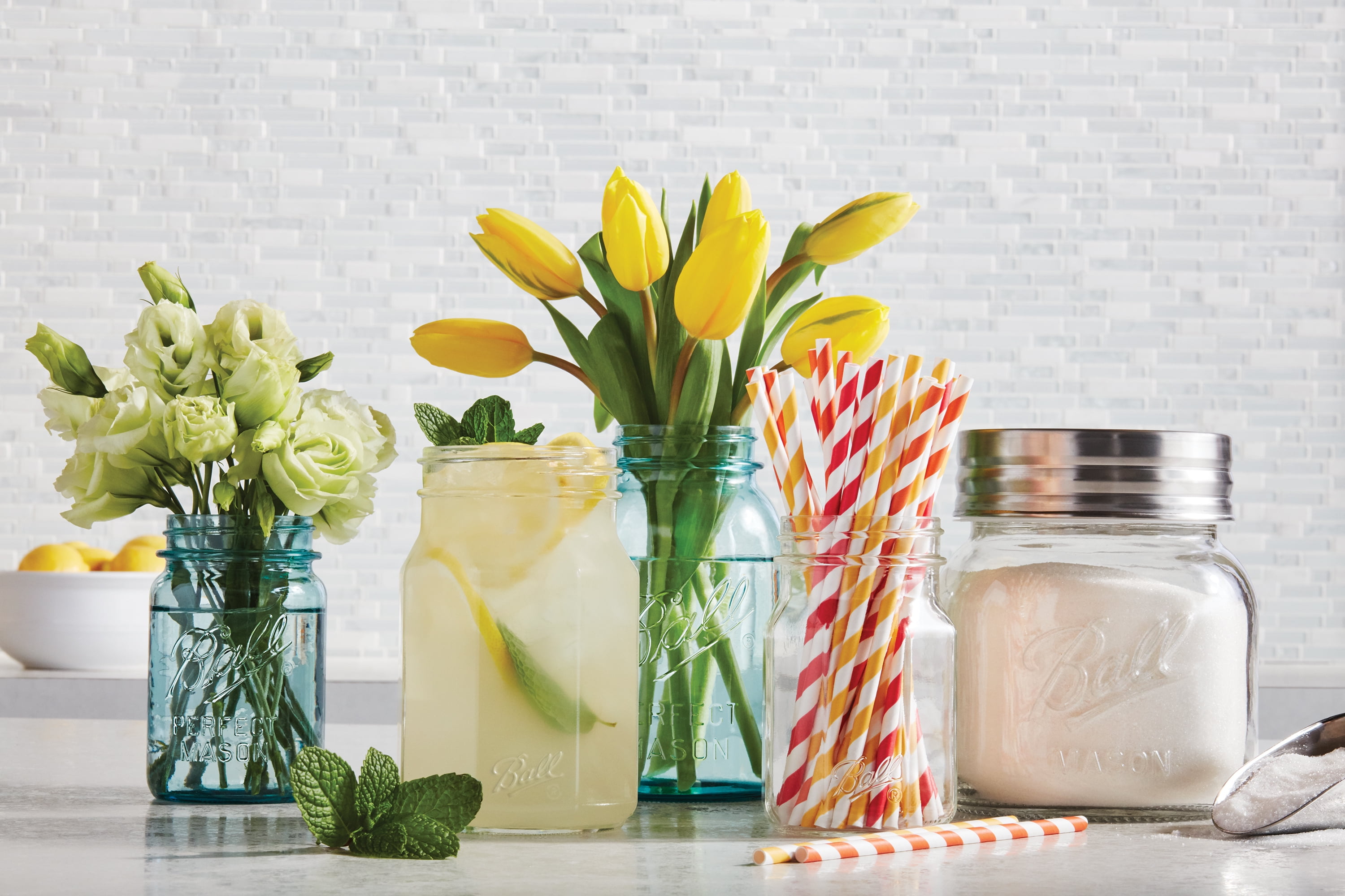 Ball Aqua Vintage Regular Mouth Quart 32-oz. Glass Mason Jars, 4-pack