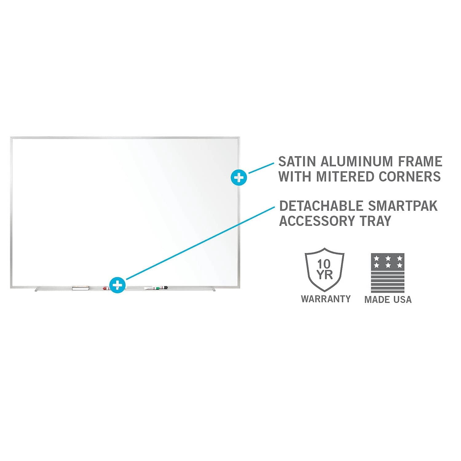 Ghent 36.5" x 60.5" Silver Aluminum Frame Non-Magnetic Whiteboard