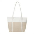 thumbnail image 1 of Bolso Paja Portátil Un Hombro para Desplazamientos Informales Gran Capacidad Con Empalme PU Tejido A Mano para La Playa 8355 (blanco) Blanco, 1 of 9