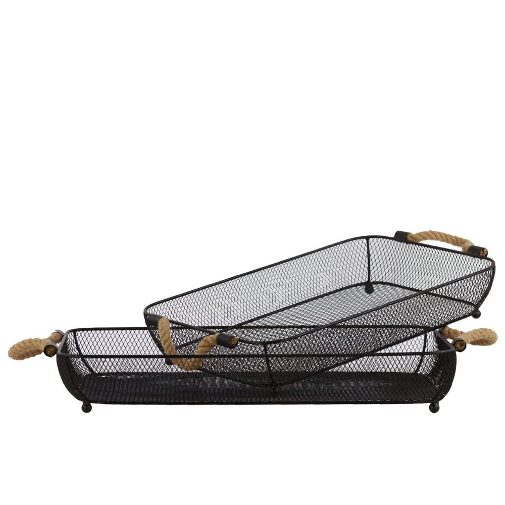 Set Of Strikingtwo Black Metal Trays