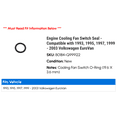 thumbnail image 2 of Engine Cooling Fan Switch Seal - Compatible with 1993, 1995, 1997, 1999 - 2003 Volkswagen EuroVan 2000 2001 2002, 2 of 2
