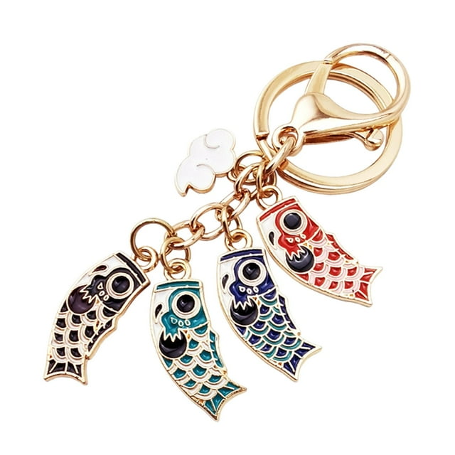 Llavero con colgante de Koi, llavero con dijes, llavero para hombres, regalo de cumpleaños para mujeres