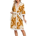 thumbnail image 2 of DreamFish Women's Floral Knit Bathrobe Soft Kimono Style Robe Knee Length Sleepwear with Pockets 3/4 Sleeves, 2 of 6