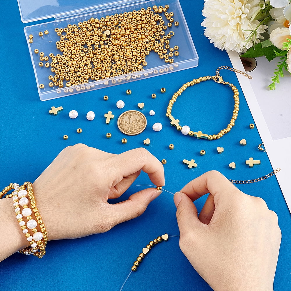 DIY Brass Beads Bracelet/Necklaces Making Kits Golden 5mm Hole: 1.5mm