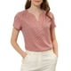thumbnail image 1 of Blusa de puntos impresa de manga corta con cuello en V para mujeres Inspire Chic, top para el trabajo, color rosa claro, 1 of 6