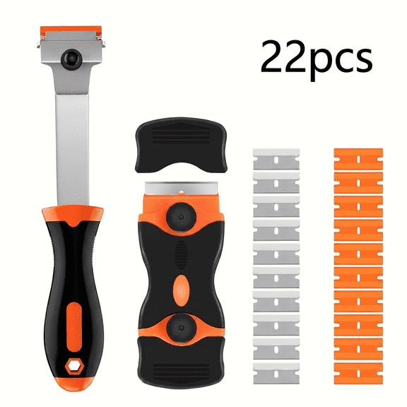 ROSEXIXI Razor Blade Scraper 22Pcs Multipurpose Scraper Removal Extractor and Double Edged Trim Removal Tool for Removing Adhesive Glue Labels from Car Windows Glass Tile Floor
